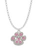 Large Paw with Light Pink Crystals Charm Necklace