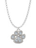 Large Paw with Clear Crystals Charm Necklace