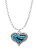 Hot Blue Tiger Print Heart Charm Necklace