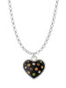 Black Resin Heart with Fall Crystals Charm Necklace