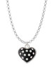 Black Resin Heart with Clear Crystals in Frame Charm Necklace