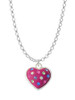 Hot Pink Resin Heart in Frame Charm Necklace