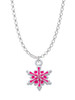 Hot Pink Snowflake with Hot Pink Crystal Charm Necklace