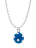 3-D Frosted Blue Resin Ornament with Crystals Charm Necklace