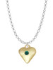 Large May - Green Crystal Gold Tone Heart Charm Necklace