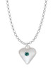 Large December - Teal Crystal Heart Charm Necklace