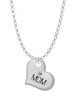 Large ''Mom'' Heart with Clear Crystal Charm Necklace