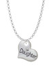 Large ''Daughter'' Heart with Clear Crystal Charm Necklace