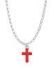 Small Red Crystal Cross Charm Necklace