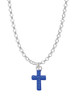 Small Blue Crystal Cross Charm Necklace