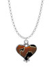 Two Tone Enamel Cheetah Print Heart Charm Necklace