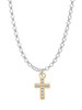 Gold Tone Small Crystal Cross Charm Necklace