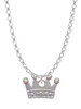 Crown with Crystals and Textured Bottom Charm Necklace