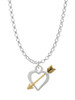 Open Heart with Gold Tone Arrow Charm Necklace