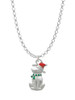 2-D Christmas Dog with Red Hat Charm Necklace