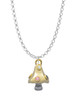3-D Gold Tone Mushroom with Crystals Charm Necklace