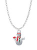 Snowman with Red Scarf and Green Buttons Charm Necklace