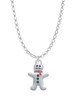Gingerbread Man with Red Scarf and Green Buttons Charm Necklace