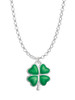 Translucent Green Lucky Four Leaf Clover Charm Necklace