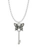 Antiqued Butterfly Key with AB Crystals Charm Necklace