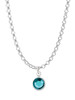 Crystal Teal Channel Drop Charm Necklace