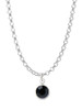 Crystal Black Channel Drop Charm Necklace