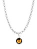 Crystal Brown Channel Drop Charm Necklace