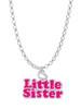 Hot Pink ''Little Sister'' with Heart Charm Necklace
