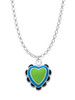Lime Green & Hot Blue Heart with Black Ruffles Charm Necklace