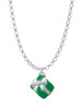 Small 3-D Green Present with Bow Charm Necklace