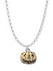 Small Gold Tone Jack O'Lantern with Stem Charm Necklace