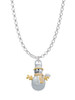 Snowman with Gold Tone Scarf and Crystal Buttons Charm Necklace
