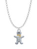 Two Tone Gingerbread Man with Crystal Buttons Charm Necklace