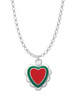 Red & Green Heart with White Ruffles Charm Necklace
