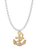 Gold Tone Clear Crystal Anchor Charm Necklace