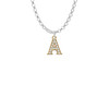 Gold Tone Small Crystal Initial - A - Charm Necklace