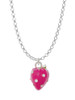 Large 3-D Hot Pink Strawberry with Crystals Charm Necklace