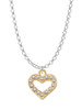 Gold Tone AB Crystal Open Heart Charm Necklace