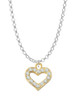 Gold Tone Crystal Open Heart Charm Necklace