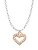 Rose Gold Tone Crystal Open Heart Charm Necklace