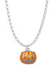 Small Orange Jack O'Lantern with Stem Charm Necklace