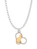 Two Tone Cat Silhouette Heart Charm Necklace