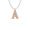 Crystal Rose Gold Tone Initial - A - Charm Necklace
