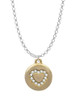 Gold Tone Disc with Crystal Heart Charm Necklace