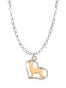 Two Tone German Shepard Silhouette Heart Charm Necklace