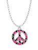 Large Hot Pink Cheetah Print Peace Sign Charm Necklace