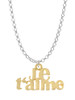 Large Gold Tone Je T'aime Charm Necklace