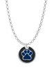 Royal Blue Paw on Black Disc Charm Necklace