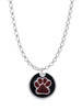 Maroon Paw on Black Disc Charm Necklace