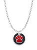 Red Paw on Black Disc Charm Necklace